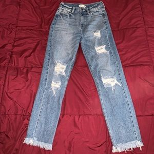 High Waisted Distressed Jeans